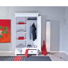 Armoire style campagne 116 cm en pin massif blanc Zana