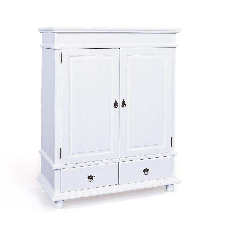 Armoire style campagne 116 cm en pin massif blanc Zana II