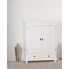 Armoire style campagne 116 cm en pin massif blanc Zana II