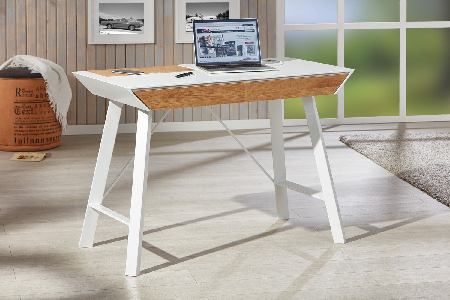 Bureau scandinave blanc/chêne Everest
