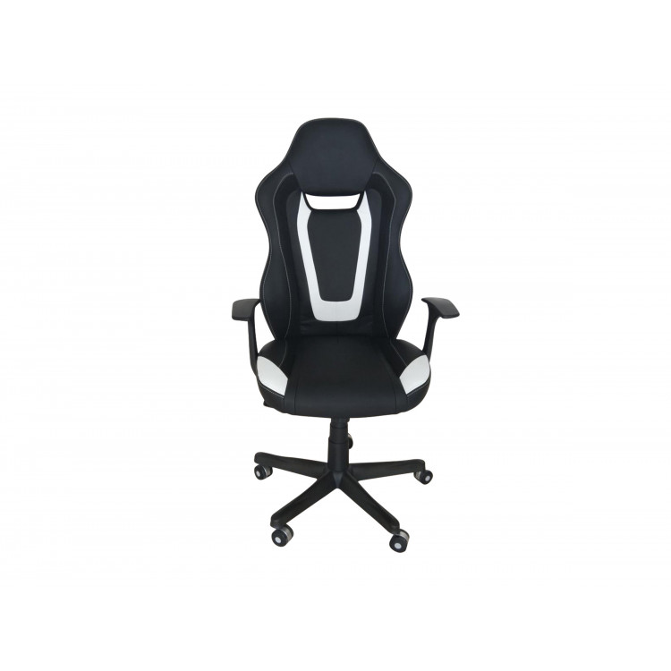 Fauteuil de bureau moderne en PU noir/blanc Sophia