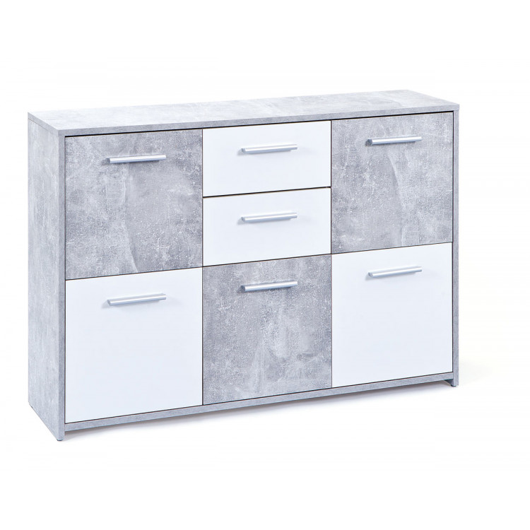 Meuble de rangement contemporain 115 cm blanc/beton Colibri