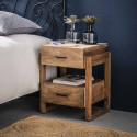 Chevet vintage en bois de manguier massif 2 tiroirs Wiliam