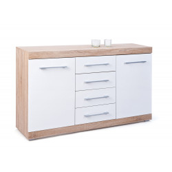 Meuble de rangement contemporain 155 cm chêne/blanc Dublin