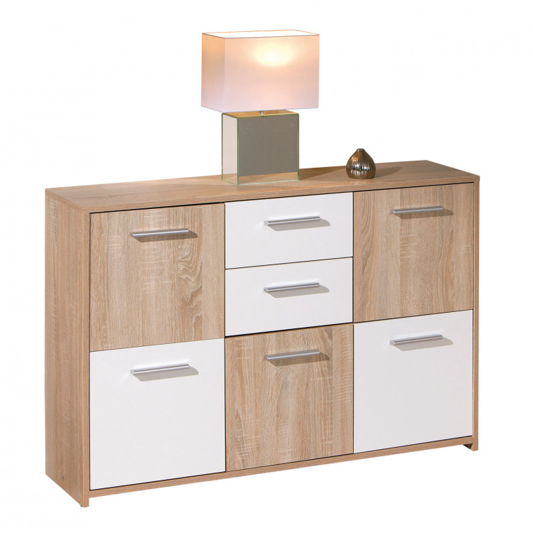 Meuble de rangement contemporain 115 cm chêne/blanc Dublin