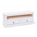 Meuble TV style campagne en pin massif blanc 118 cm Florence