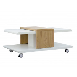 Table basse design en bois blanc mat/chêne sauvage Olivette