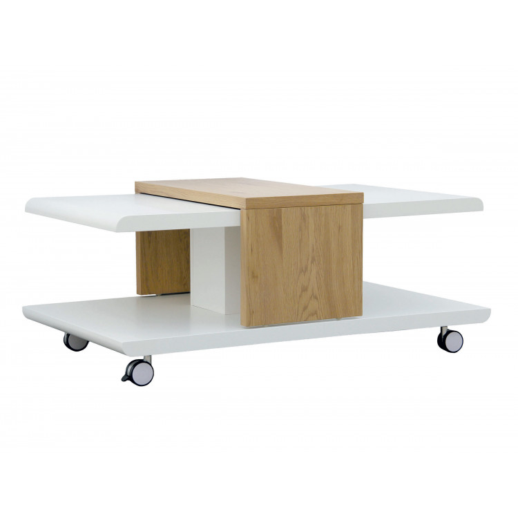 Table basse design en bois blanc mat/chêne sauvage Olivette