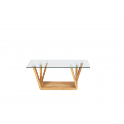 Table basse moderne verre et bois chêne sauvage Helena