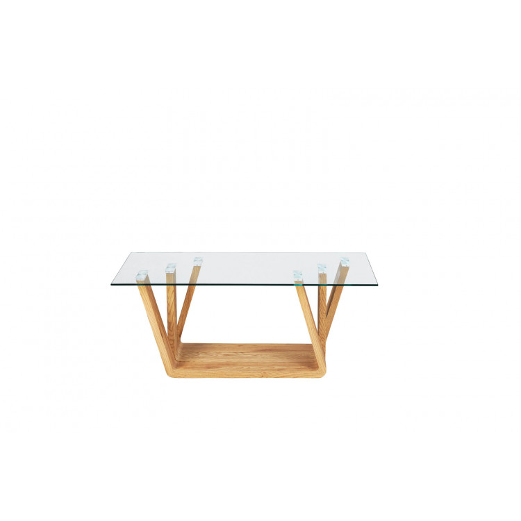Table basse design verre et bois chêne sauvage Helena