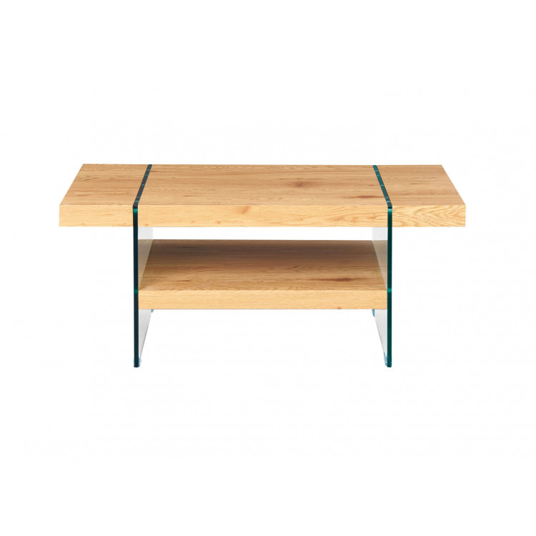 Table basse contemporaine bois et verre chêne sauvage Windsor