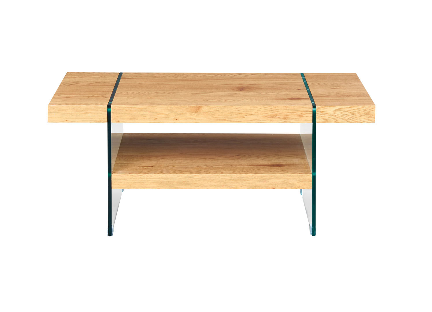 Table basse moderne bois et verre chêne sauvage Windsor