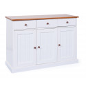 Buffet/bahut style campagne 130 cm en pin massif blanc Radja