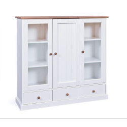 Meuble de rangement style campagne 131 cm en pin massif blanc Radja