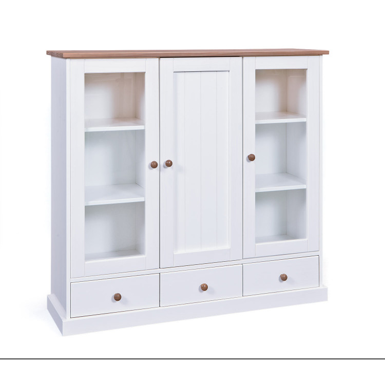 Meuble de rangement style campagne 131 cm en pin massif blanc Radja