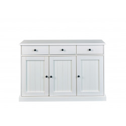 Buffet/bahut contemporain en pin massif blanc Minerva