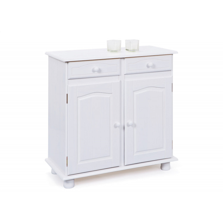 Buffet/Bahut rustique en pin massif blanc Vilo