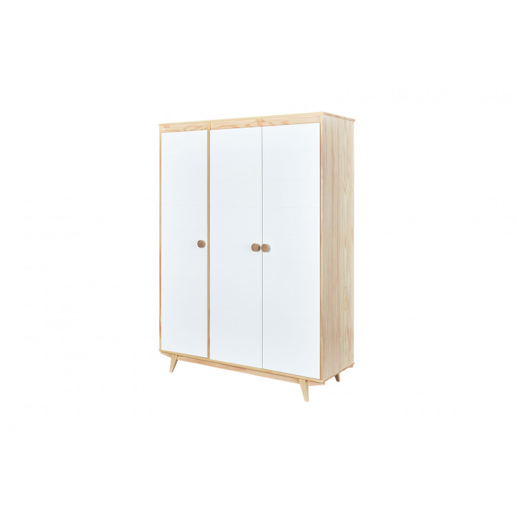 Armoire contemporaine pin massif naturel/blanc Veronica