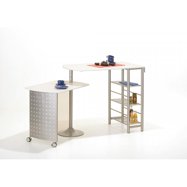 Table de cuisine contemporaine modulable blanche Sacha