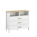 Commode scandinave 100 cm chêne/blanc Fabrizio