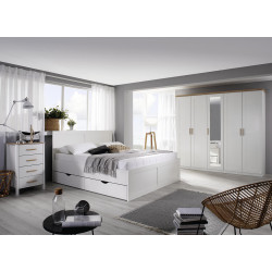 Chambre adulte scandinave chêne/blanc Fabrizio