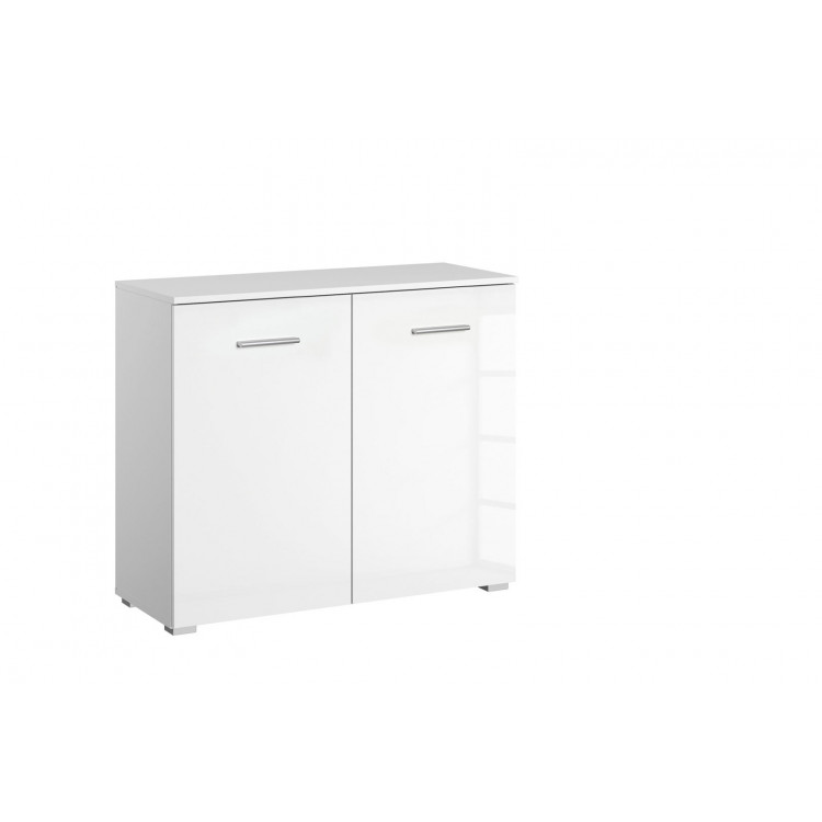 Commode contemporaine 2 portes blanche Holly