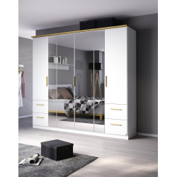 Armoire adulte scandinave 226 cm blanc/chêne Edisson