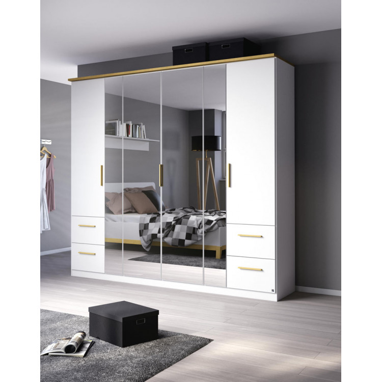 Armoire adulte scandinave 226 cm blanc/chêne Edisson