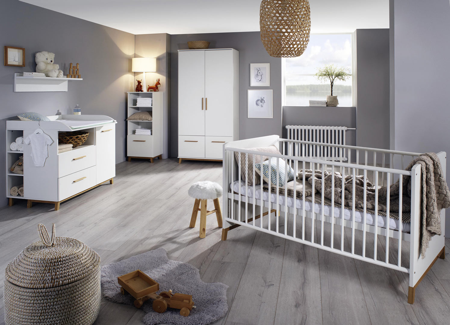 Chambre bébé scandinave blanc/chêne Edisson