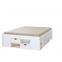 Lit adulte contemporain en pin massif blanc Miami