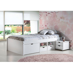 Lit enfant contemporain en pin massif blanc Miami