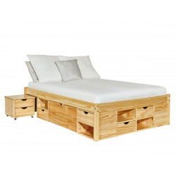 Lit adulte contemporain en pin massif naturel Star