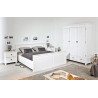 Lit adulte style campagne en pin massif blanc Zana