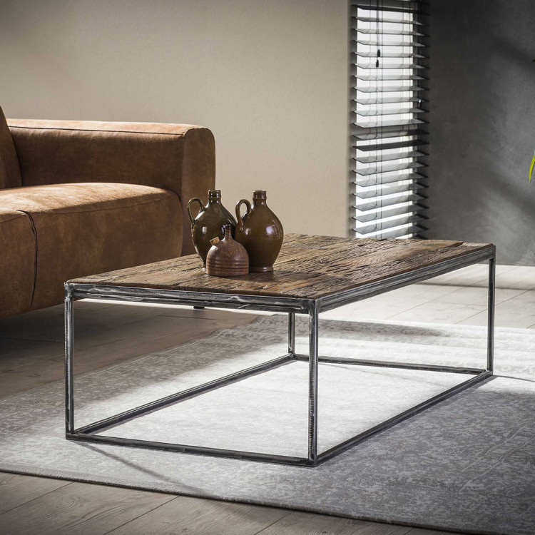 Table basse industrielle en bois 120 cm Selenia