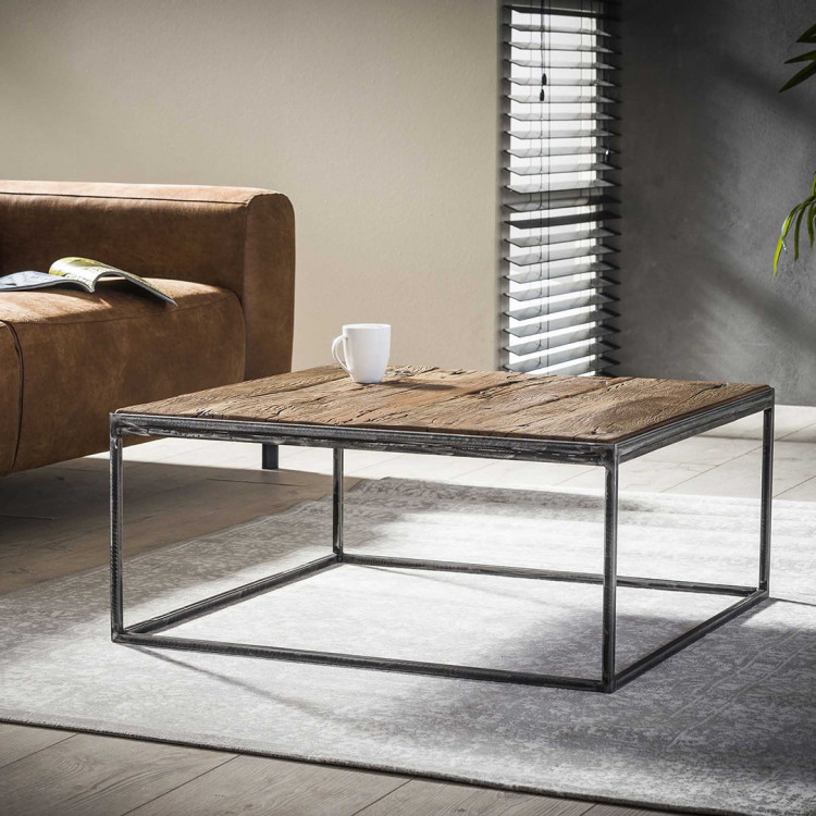 Table basse industrielle en bois 80 cm Selenia