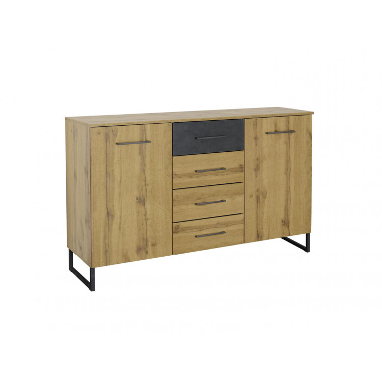 Commode moderne 140 cm chêne/anthracite Sabrina