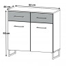 Commode moderne 93 cm chêne/anthracite Sabrina
