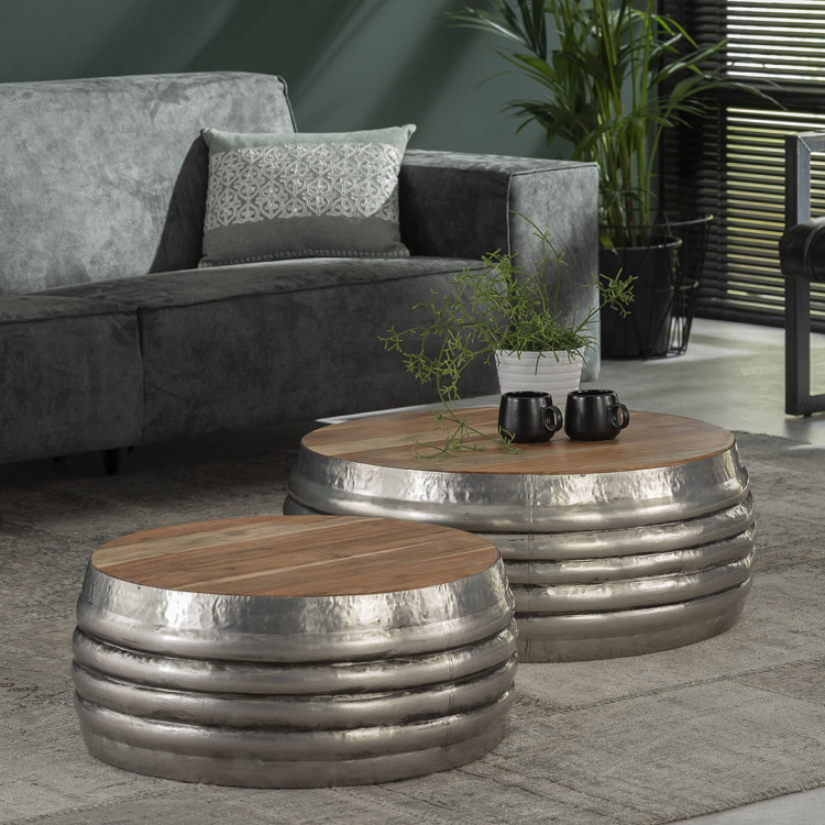 Tables basses industrielles en bois et acier Estelle