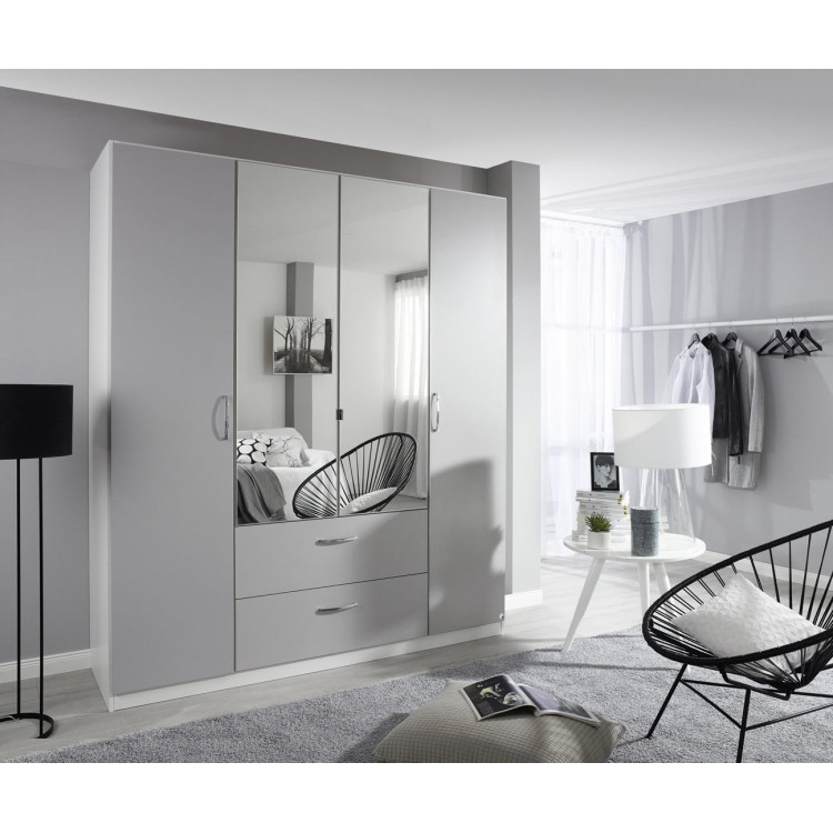 Armoire adulte moderne blanc/gris Oklaoma