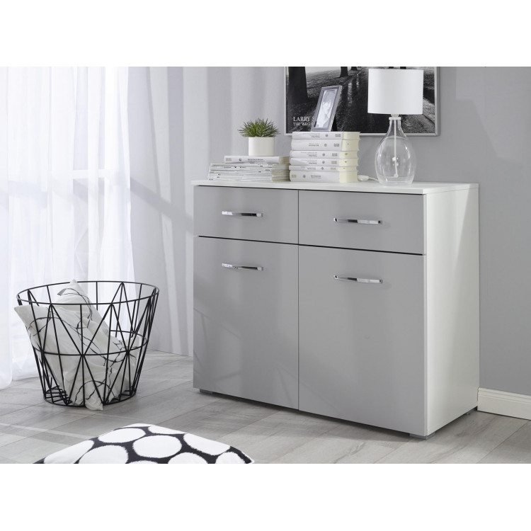 Commode moderne 93 cm blanc/gris Oklaoma