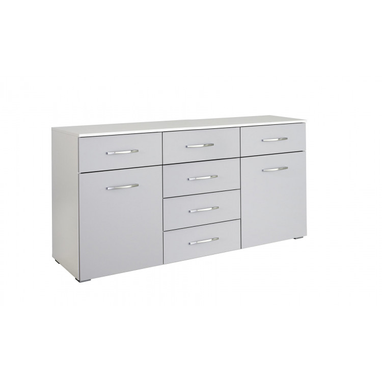 Commode moderne 140 cm blanc/gris Oklaoma