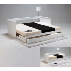 Lit banquette contemporain extensible blanc Lana