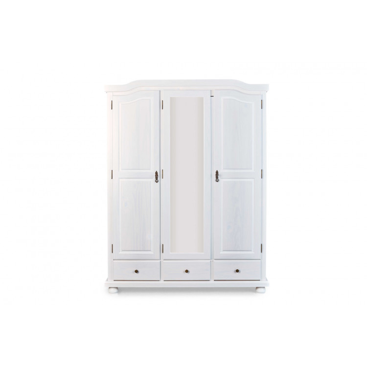 Armoire style campagne 150 cm en pin massif blanc Hada I