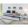 Lit gigogne contemporain en pin massif blanc Shella