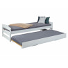 Lit gigogne contemporain en pin massif blanc Shella