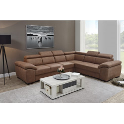 Canapé d'angle moderne en tissu coloris camel Orlane