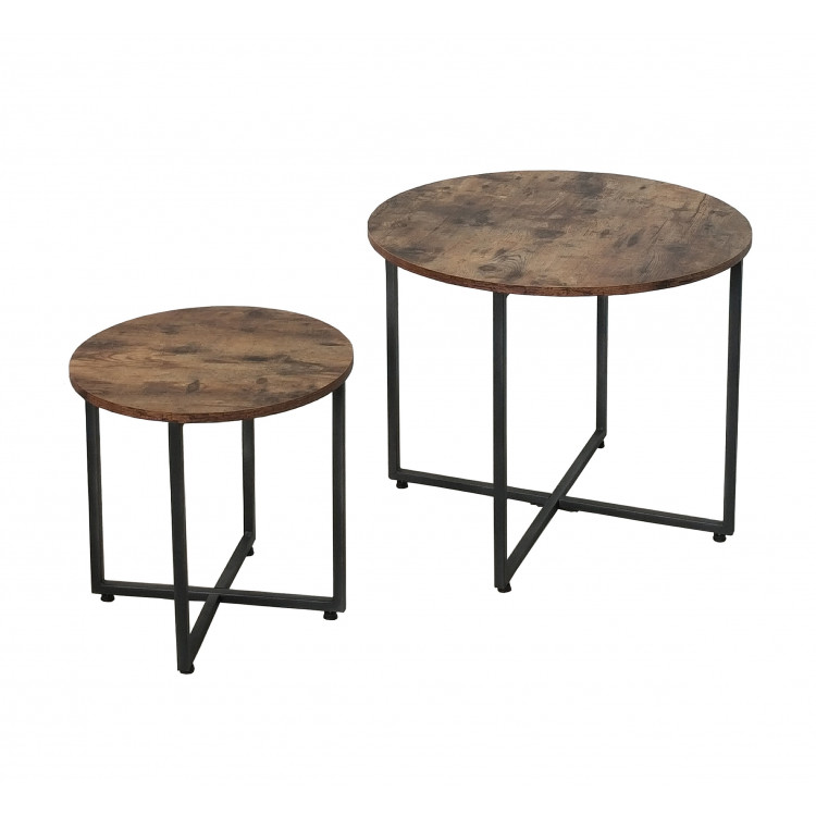 Tables basses industrielles en bois foncé Nadège