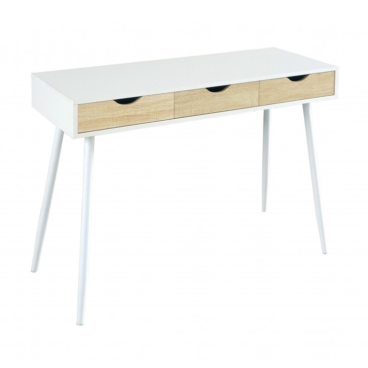 Bureau droit scandinave blanc/chêne Axelle