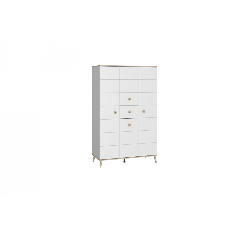 Armoire enfant scandinave 125 cm blanc/chêne Jessi I