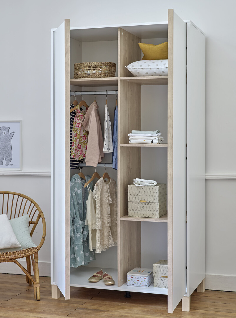 Armoire enfant scandinave blanche 101 cm Bérénice